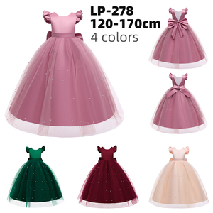 Elegante Abito in Raso Floreale per Bambine con Decorazioni in Perline, Tulle e Fiocco per Festa di Compleanno 7 Anni, Design Formale Estivo - Product Image 5