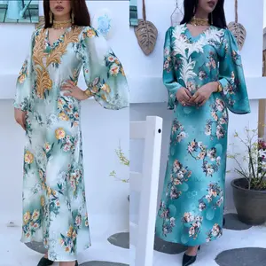 Modest Middle East Arabian Summer Women Long Abaya Dubai Muslim Southeast Asia Dress Turkey Abaya Arab Clothes for Eid al-Adha