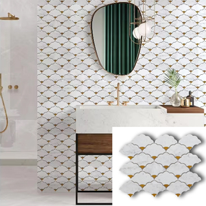 <span class=keywords><strong>Mosaico</strong></span> in marmo bianco Cararra moderno 300x240mm irregolare in <span class=keywords><strong>pietra</strong></span> <span class=keywords><strong>naturale</strong></span> per pareti esterne bagno camera decorazioni esterne - Product Image 2