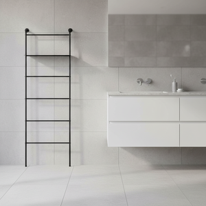 Meilleur prix, support à serviettes noir en fer avec étagère de rangement pour suspendre les serviettes et les articles de salle de bain - Product Image 1