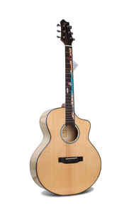 LX-R6 2020 NEW Custom Artwork Fretboard Inlay Flamed Maple Solid <b>Top</b> Acoustic Guitar - Product Image 2