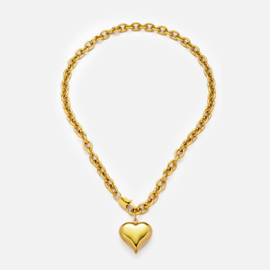 Joyería resistente al agua de moda <span class=keywords><strong>Chunky</strong></span> 18K PVD Chapado en oro Cadena de acero inoxidable Collar con colgante de corazón liso para mujer YF5212 - Product Image 4