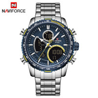 Montre pour homme NAVIFORCE, double affichage, bleu, chronographe sport, montre-bracelet à quartz, date, horloge masculine, Relogio Masculino NF9182