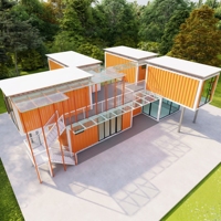 Villa résidentielle de luxe moderne à design modulaire avancé, maison conteneur multi-étages de 20/40 pieds avec terrasse sur le toit, haute technologie