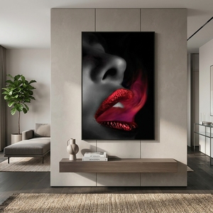 Pósteres de Mujeres Negras y <span class=keywords><strong>Labios</strong></span> <span class=keywords><strong>Rojos</strong></span>, Retratos de Mujeres Africanas en Lienzo, Cuadros Impresos para Decoración de Sala de Estar - Product Image 1