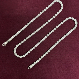 Cadena de cuerda de plata de ley 925 de 4 mm con baño de oro para mujer y hombre, joyería de eslabones retorcidos, regalo diario, moda - Product Image 1