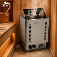Chauffe-sauna électrique moderne Diooist 12 kW en acier inoxydable pour bain de vapeur sèche avec commande intégrée/externe/écran tactile
