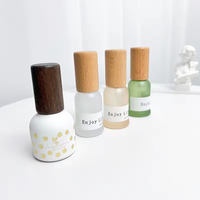 Nouveau design – Flacon pulvérisateur 10 ml 15 ml avec bouchon en bois, distributeur de parfum givré, flacon vide en verre pressé, flacon de rechange pour maquillage