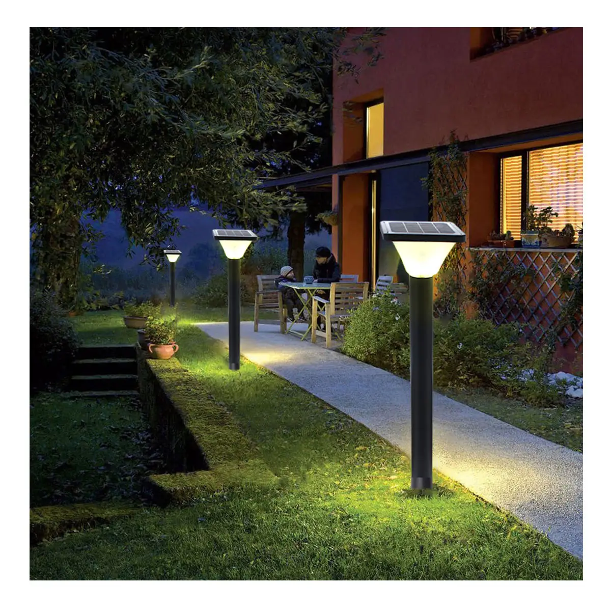 Télécommande IP66 Étanche LED Solaire Jardin Lumières Corps En Aluminium pour Pelouse Patio Cour ou Passerelle