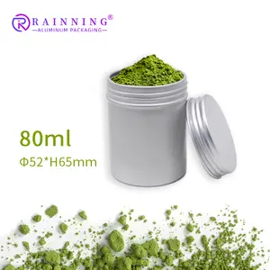 Alimentos seguros al por mayor 80 gramos Matcha té verde en polvo lata tarro bote lata de aluminio para Matcha