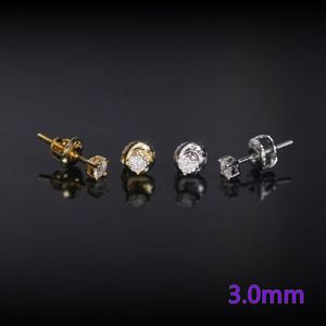 Boucles <span class=keywords><strong>d</strong></span>'oreilles clous en moissanite couleur <span class=keywords><strong>D</strong></span> VVS, <span class=keywords><strong>argent</strong></span>ées, quatre griffes, intemporelles, haute brillance, résistantes au ternissement, marque privée, cadeau de mariage pour couple - Product Image 2
