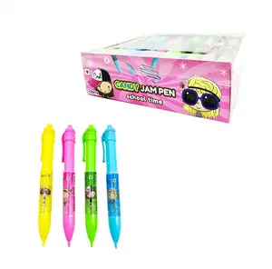 Halal Mini Fruitige Smaak Vloeibare Snoep Tekening Pen Vorm Kind Jelly Candy Pen