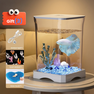 Nieuwe Driehoekige Moderne Mini Creatieve Acryl <span class=keywords><strong>Aquarium</strong></span> Visbak Verlichting Afneembare Zeewier Ecologische Vijfkleurige Visbak - Product Image 3