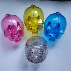 กล่องออมสินพลาสติกใสคุณภาพสูงรูปหมู ยี่ห้อ MAIRUN สีตามสั่ง พร้อมกุญแจรหัสป้องกันการโจรกรรม มาตรฐาน EN71 - Product Image 1