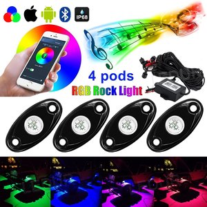 Feux LED RGB 4x 12V universels pour éclairage sous châssis de voiture avec contrôle Bluetooth pour mise à niveau et rénovation - Product Image 5
