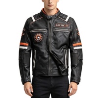 Veste en cuir véritable gris rétro vintage avec broderie de crâne, veste de moto, veste en cuir de vache pour homme