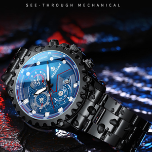 Montre pour homme Black Warrior, montre en acier inoxydable, étanche, lumineuse, à quartz, O202 - Product Image 6