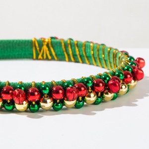 <span class=keywords><strong>Serre</strong></span>-tête de Noël tendance rouge et <span class=keywords><strong>vert</strong></span> doré, simple, en <span class=keywords><strong>velours</strong></span> fin, avec perles et clochettes - Product Image 6