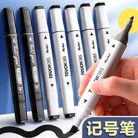 Ensemble de marqueurs à double pointe noirs rechargeables pour encre Graffiti noir Stylo marqueur de peinture permanent