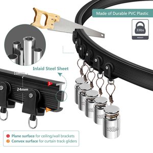 Rail de rideau de plafond flexible noir de 10 à 20 pieds, rail de rideau incurvé, système de rail de plafond pour <span class=keywords><strong>baie</strong></span> vitrée - Product Image 4