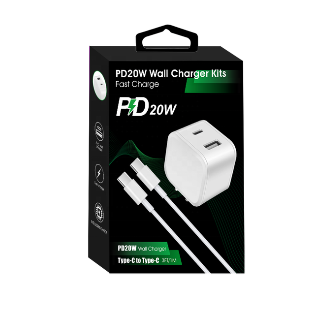 Hot Selling 20w Adaptor Usb Type C Super Fast Charging Charger with PD18W USB C to USB C Cable