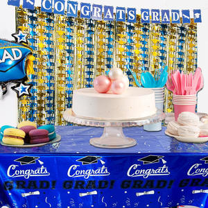 Manteles de Graduación Gatherfun, Decoraciones para Mesa de Fiesta, Plástico Impermeable, Rectangulares, Artículos para Fiesta de Graduación, 54x108 pulgadas - Product Image 2