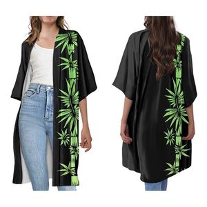 Cardigan d'été à manches courtes pour femmes, vêtements inspirés de styliste, <span class=keywords><strong>Trench</strong></span>-Coat personnalisé imprimé Tiare <span class=keywords><strong>rouge</strong></span> hawaïen Tribal polynémien - Product Image 5