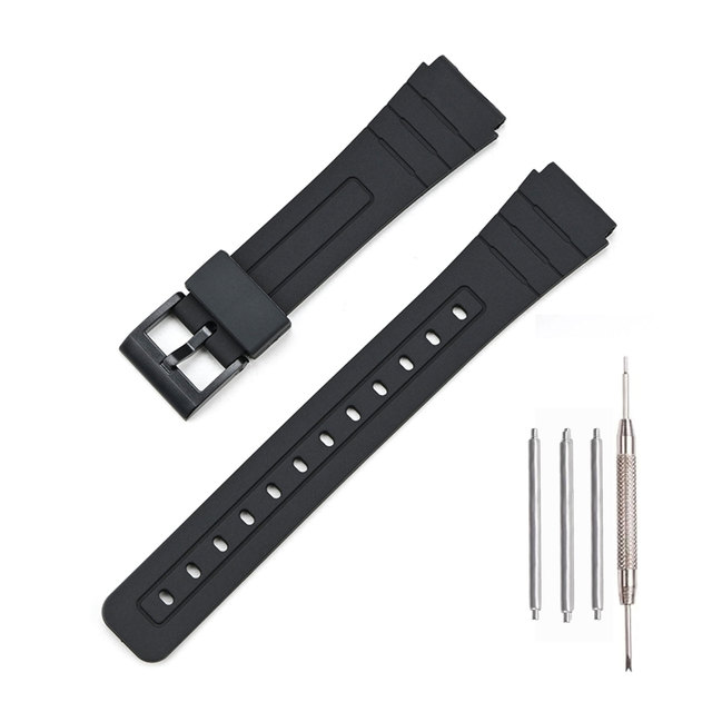 18mm 200mm Waterproof TPU Fashion Watch Band Black Classic for Casio F91W Soft Strap VT-B01