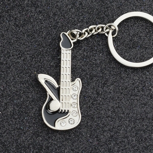 Wholesale Metal Guitar Shape Key <b>Ring</b> Black Music Keychain Custom Music‑themed Souvenir For Band Gift - Product Image 1