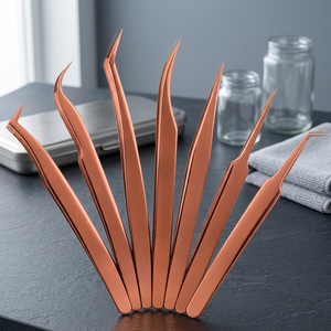 Juego de Pinzas para Pestañas de Acero Inoxidable de Grado Profesional, Punta Suave de Precisión para Aplicación de Extensiones de Pestañas - Product Image 4