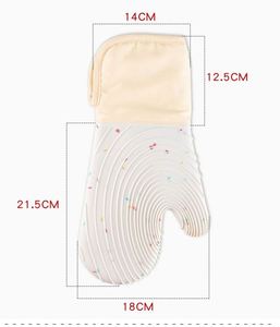 New <b>Silicone</b> Oven Mitts Thickened <b>Silicone</b> Kitchen Gloves Heat Insulation Non-slip Microwave Oven Mitts Lined Cotton Gloves BBQ - Product Image 5