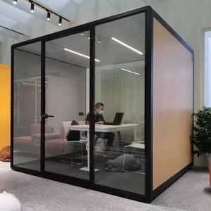 Large Office Pod Noise Reduce Movable Silence Booth Private Meeting Pod With Furniture Office Soundproof Booth