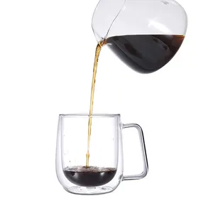 LFGB 250 mL Personalizzato Doppia parete tazze di vetro di Vetro in bianco tazze di caffè all'ingrosso per latte Caffè Espresso con maniglia
