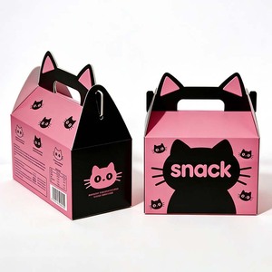 Boîtes à gâteaux personnalisées écologiques roses pour boulangerie, boîtes à gâteaux en papier avec poignée, boîtes à nourriture pliables en papier - Product Image 3