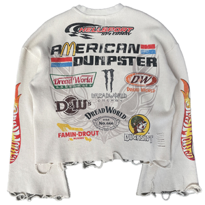 Camisetas de Manga Larga con Corte Deshilachado y Tejido Waffle de Alta Calidad, Personalizadas, Impresión DTG, Manga Acampanada, 300 Gramos, Estilo Urbano - Product Image 1