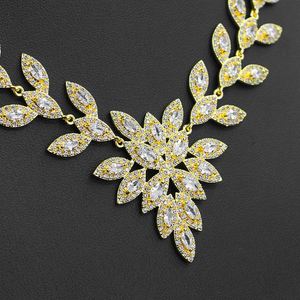 HIBRIDE, superventas, AAA Cubic Zirconia, 2 uds., conjunto de joyería, diseño de hoja de moda, colgante, collar y pendientes, conjuntos para mujer, - Product Image 2