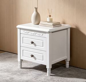 Premium Solid Wood 2 Drawer Nightstand, White Painted Storage Bedside Cabinet for Bedroom Home Furniture <b>Night</b> <b>Stand</b> - Product Image 1