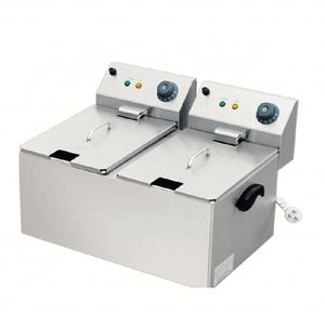 Freidora Eléctrica Comercial de Acero Inoxidable con Dos Tanques y Dos Cestas, Certificación CE, Potencia de 2.5KW, Capacidad de 6L - Product Image 1