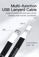 Cadeaux promotionnels Câble USB Clé USB 32 Go Logo personnalisé Cadeaux d'affaires Lanière de téléphone portable Câble de données 90 cm