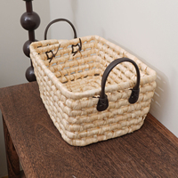 Boîte cadeau forestière en panier tressé, boîte cadeau à poignée, boîte cadeau de festival, boîte de rangement domestique avec couvercle