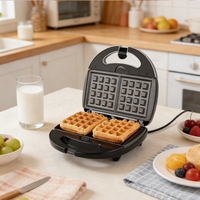 Machine à sandwichs et gaufres multifonctionnelle automatique 3-en-1 avec plaques détachables et revêtement antiadhésif, personnalisable avec logo OEM, pour usage domestique