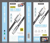 Cable USB Tipo-C de Carga Rápida de 120W, 1 Metro, OD5.5, 6A, Revestimiento de PVC, Multifuncional, Portátil, para Auriculares, Diseño Exclusivo
