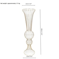 Support floral en métal doré ajouré, grand vase décoratif pour centre de table d'allée de mariage, idéal pour la décoration d'événements et de banquets.