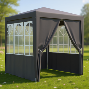 Tenda Professionale per Matrimoni e Feste 8.2'x8.2' Antracite con Pareti Laterali, Apertura Rapida, Telaio in Alluminio, per Uso Estivo - Product Image 2
