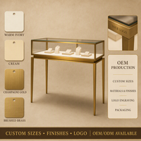 Table de présentation de bijoux en verre trempé et métal de luxe, vitrine à bijoux, comptoir de présentation personnalisé pour magasin de bijoux