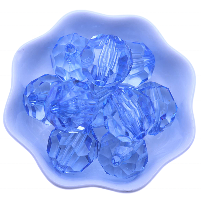 Wholesale 20mm Transparent Round Faceted Light Blue Acrylic Loose Beads for Fashion DIY Jewelry