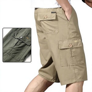 Shorts cargo en coton noir pour homme, taille mi-haute, avec cordon de serrage, poches, décontracté, sport, respirant - Product Image 4