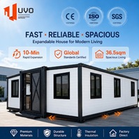 Maison conteneur modulaire extensible préfabriquée UVO de 20 pieds, 36,5 m², maison préfabriquée de luxe portable avec salle de bain pour le marché américain et australien