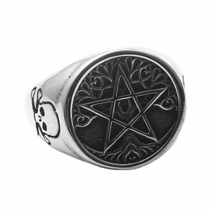 Bague en acier titane style européen, étoile à cinq branches, bijou rétro punk pour homme, cadeau crâne - Product Image 5