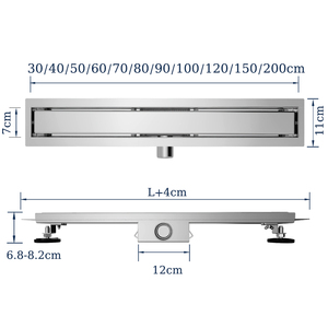 高品質タイルインサート防臭バスルームフロアドレンサイドアウトレットシャワードレンステンレス鋼リニアドレン - Product Image 2